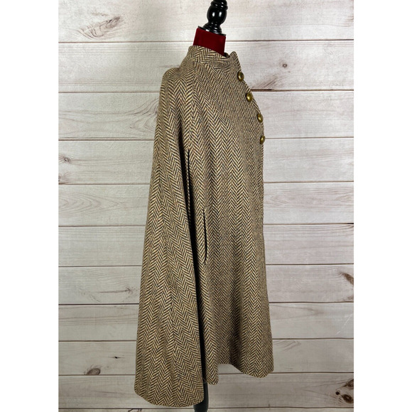 VTG Cape Shawl Wrap One Size Bolero Woven Tweed - Picture 3 of 13